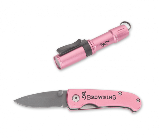 Browning MicroBlast Flashlight and Folding Knife Combo Pink