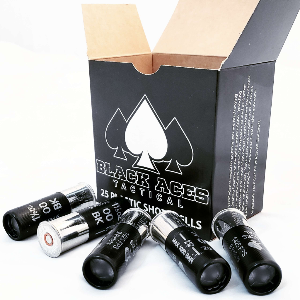 Black Aces Tactical Buckshot 12GA 00BK, 25 Rounds - Shoot Straight